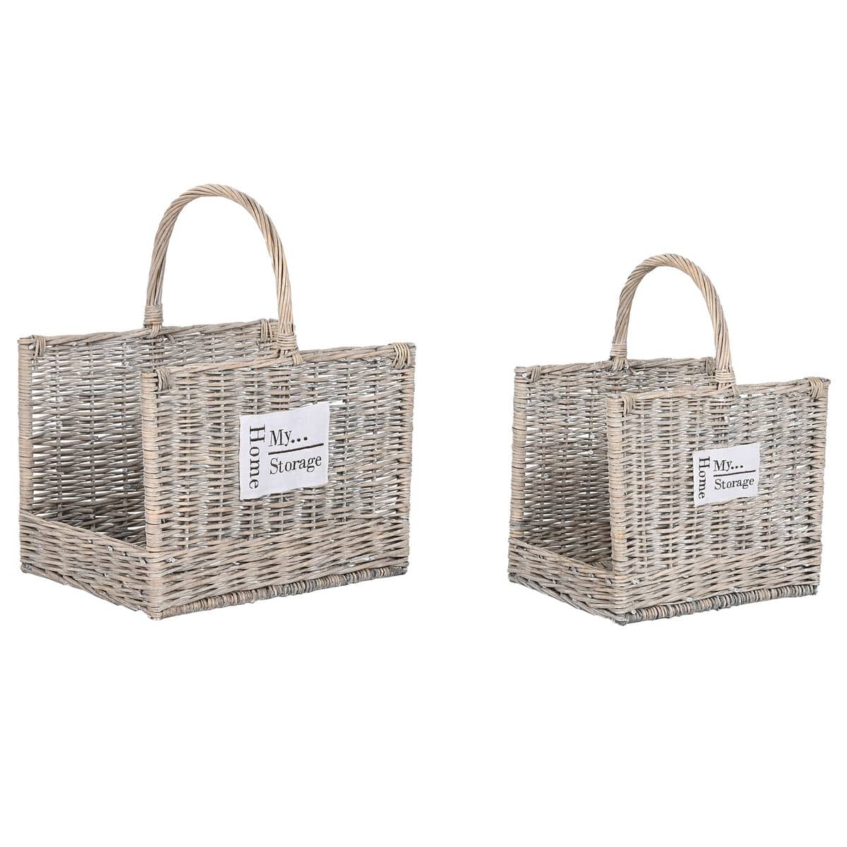 Soporte para Leña Home ESPRIT Natural Mimbre 47 x 35 x 54 cm (2)