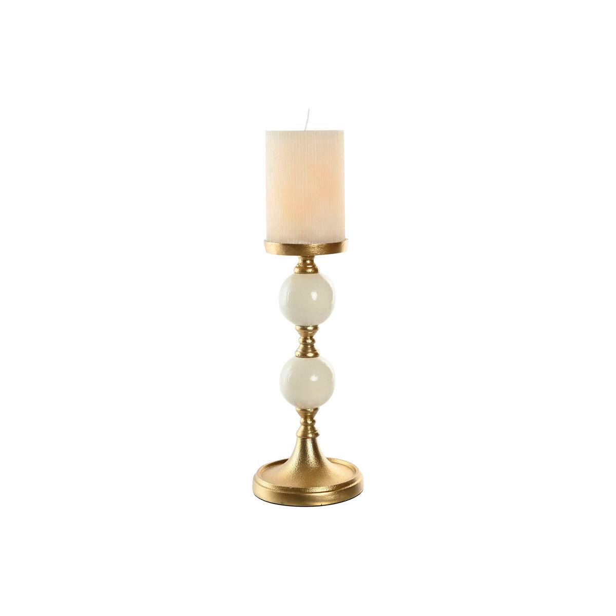 Candelabro Home ESPRIT Blanco Dorado Aluminio Moderno 15 x 15 x 33 cm