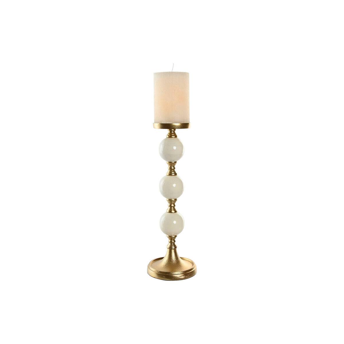 Candelabro Home ESPRIT Blanco Dorado Aluminio Moderno 15 x 15 x 43.5 cm