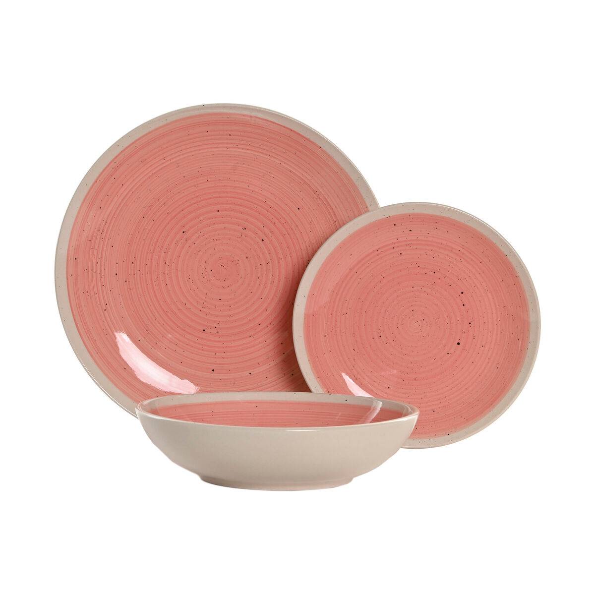 Vajilla Home ESPRIT Blanco Rosa Gres 18 Piezas