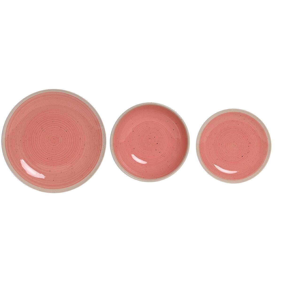 Vajilla Home ESPRIT Blanco Rosa Gres 18 Piezas