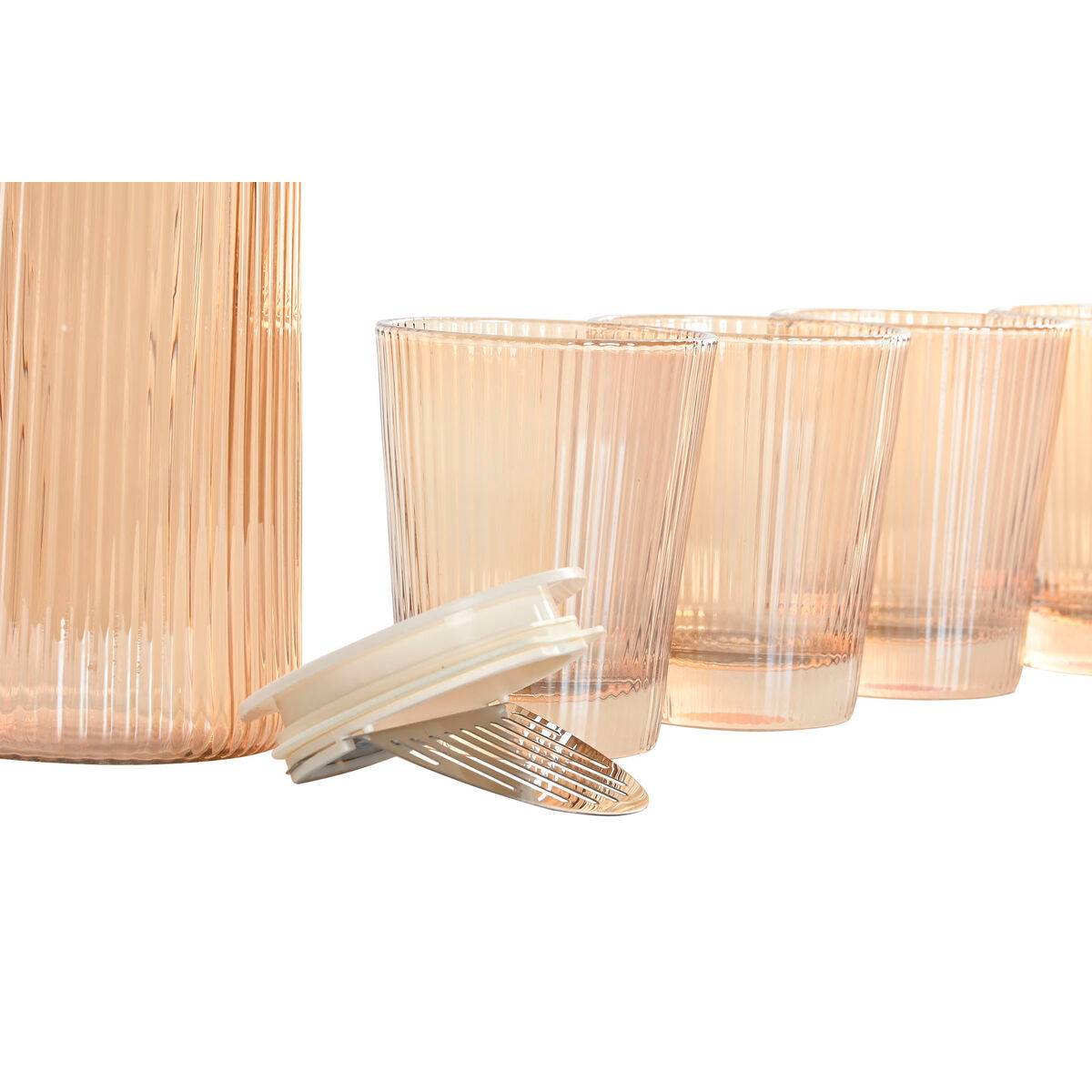 Set de jarra con vasos Home ESPRIT Ambar Vidrio de Borosilicato 1,25 L