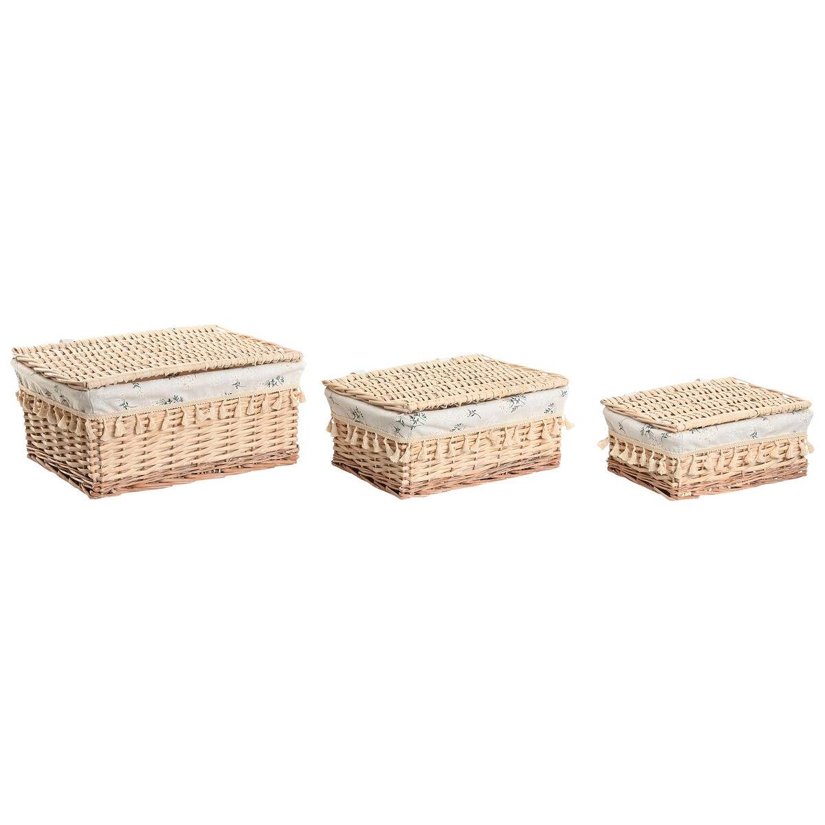 Cesto para la Ropa Sucia Home ESPRIT Natural Mimbre Shabby Chic 42 x 33 x 20 cm 3 Piezas