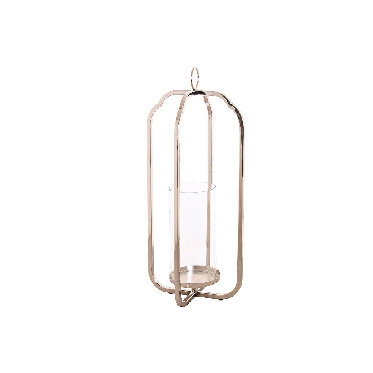 Portavelas Home ESPRIT Plateado Cristal Acero 21 x 21 x 49 cm