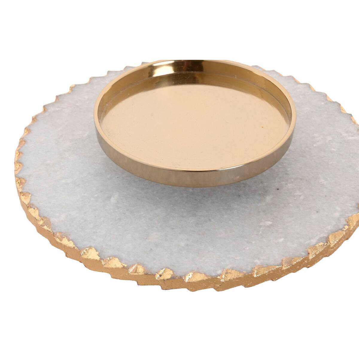 Portavelas Home ESPRIT Blanco Dorado Cristal Mármol 25 x 25 x 27 cm