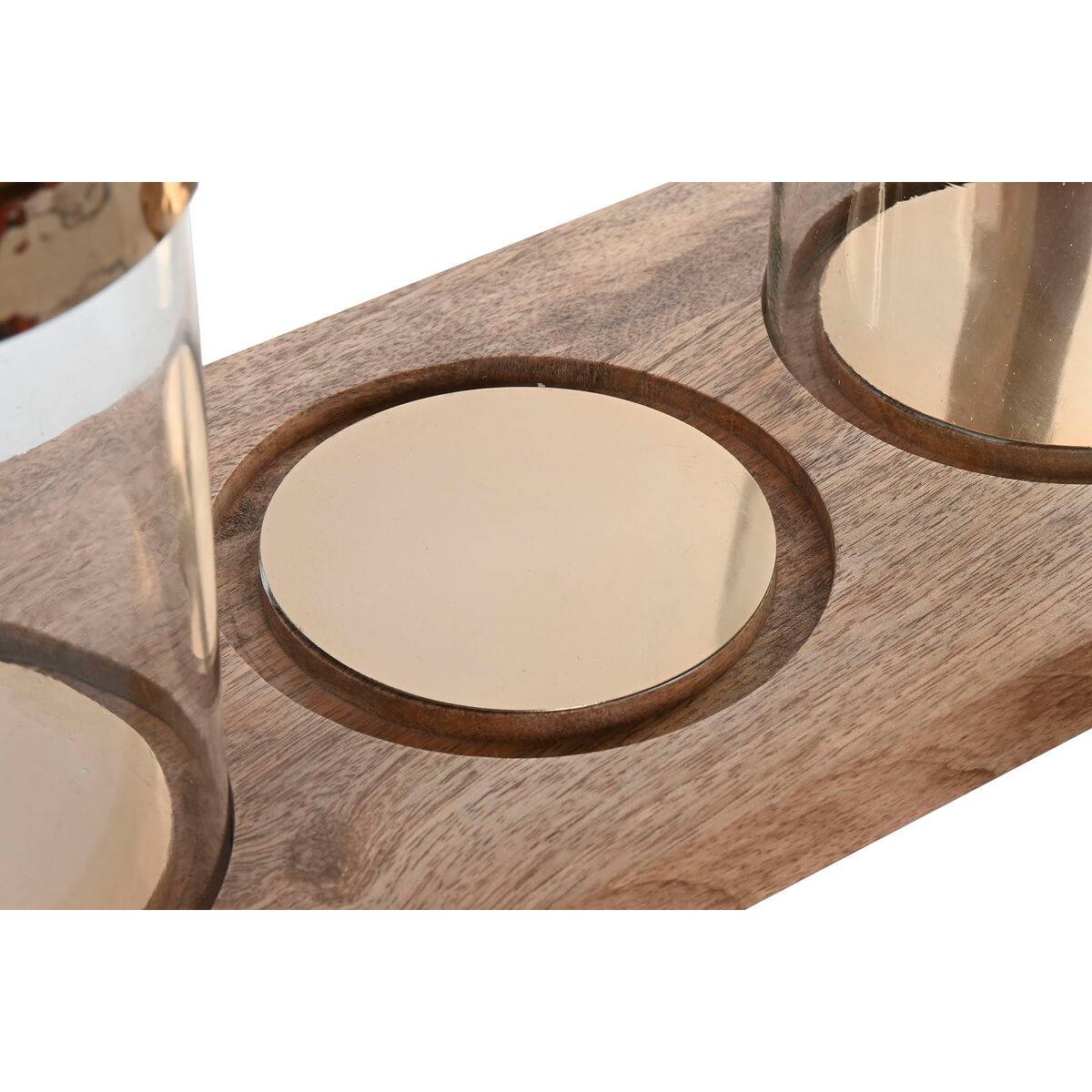 Portavelas Home ESPRIT Marrón Acero Madera de mango 51 x 19 x 33 cm