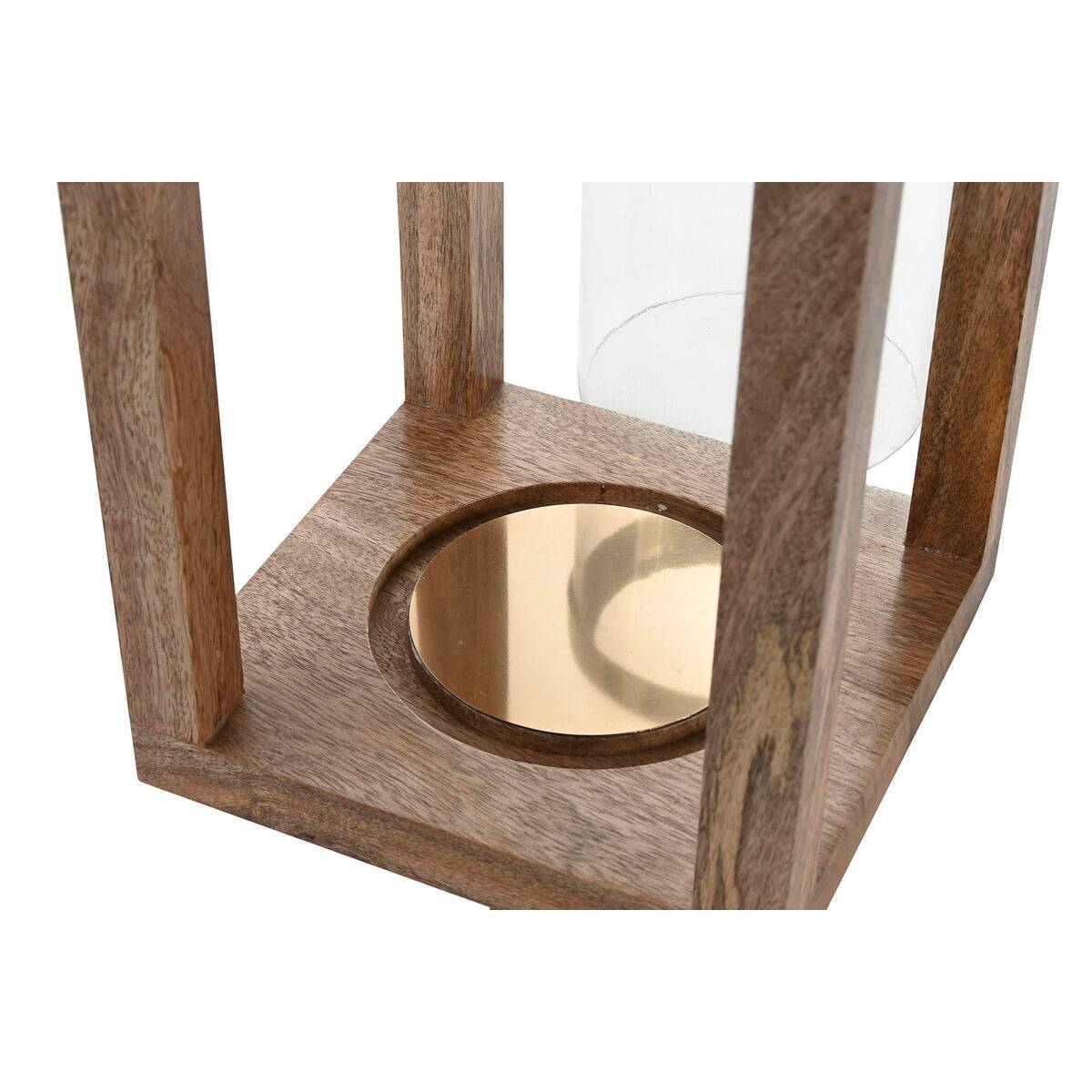 Portavelas Home ESPRIT Marrón Acero Madera de mango 25 x 25 x 54 cm