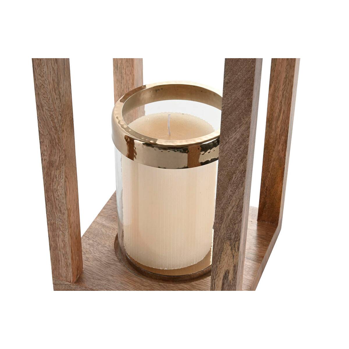 Portavelas Home ESPRIT Marrón Acero Madera de mango 25 x 25 x 54 cm