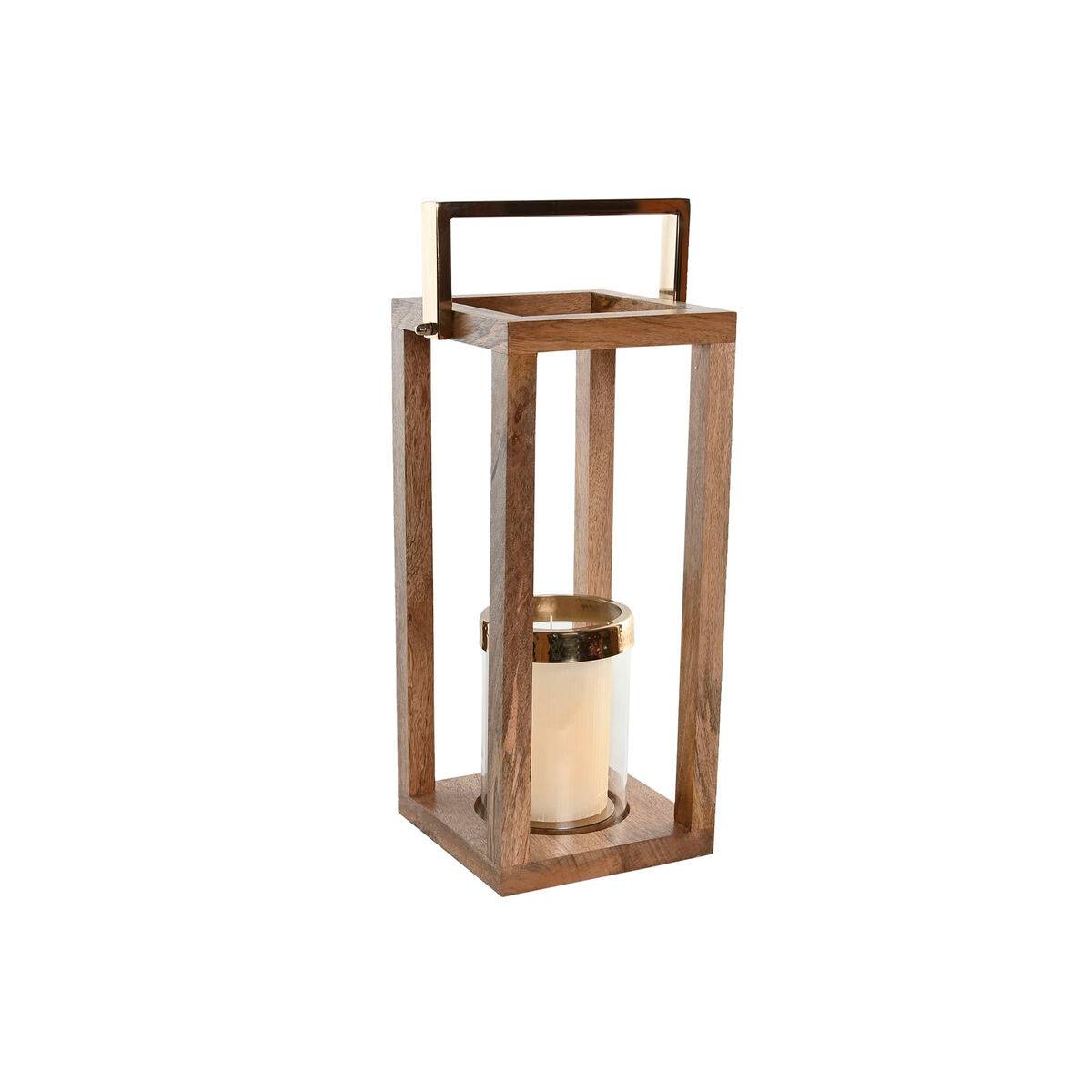 Portavelas Home ESPRIT Marrón Acero Madera de mango 25 x 25 x 54 cm