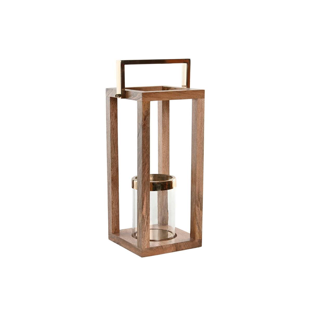 Portavelas Home ESPRIT Marrón Acero Madera de mango 25 x 25 x 54 cm