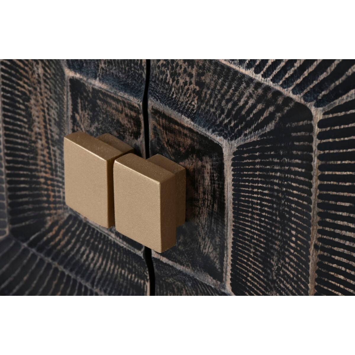 Aparador Home ESPRIT Negro Dorado Metal Madera de mango 81 x 45 x 75 cm