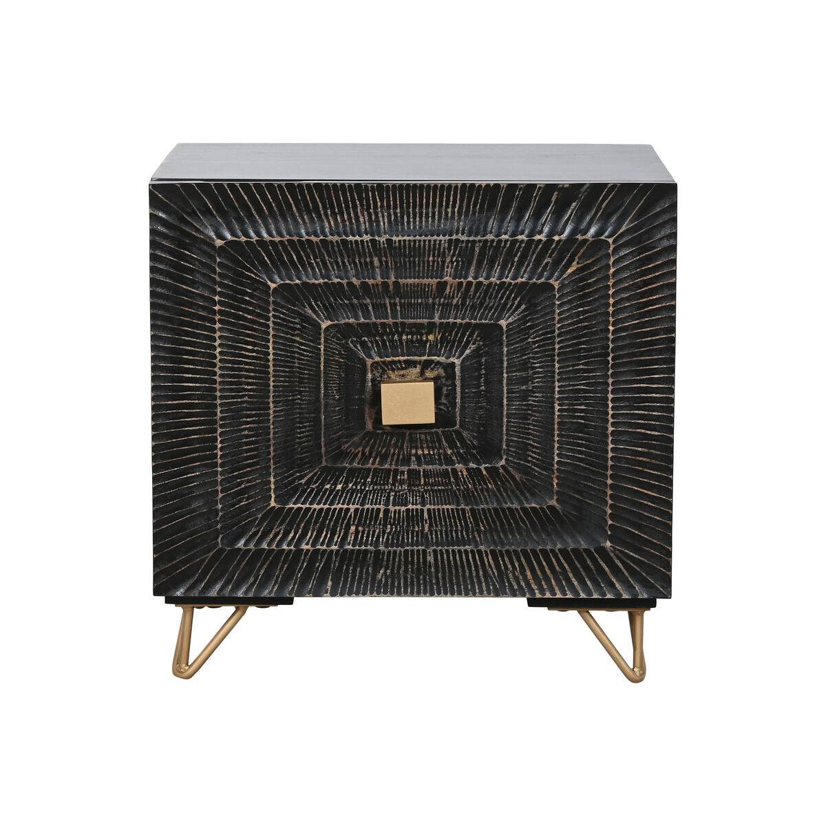 Mesita de Noche Home ESPRIT Negro Dorado 50 x 40 x 50 cm