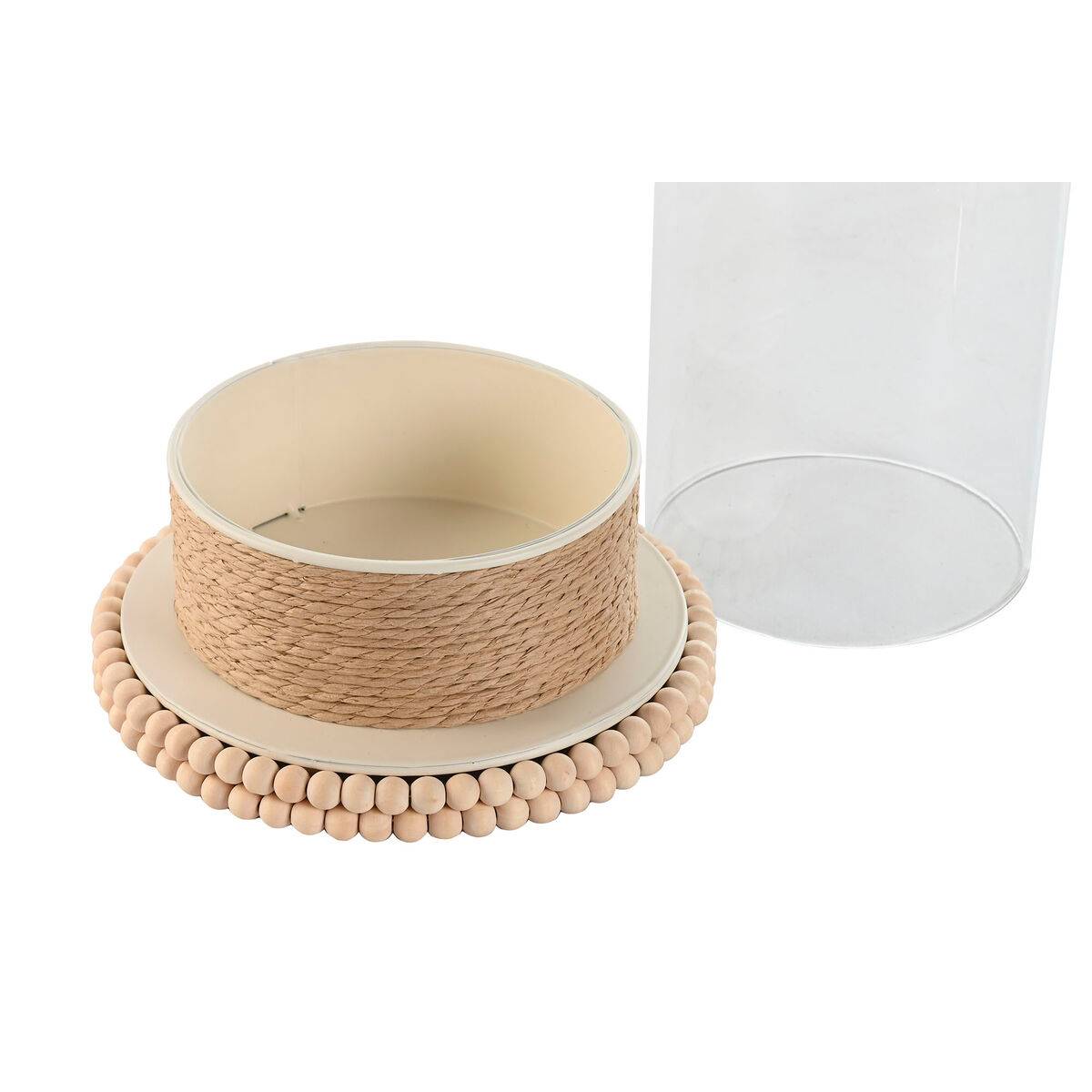 Portavelas Home ESPRIT Marrón claro Metal Cuerda 17 x 17 x 23 cm