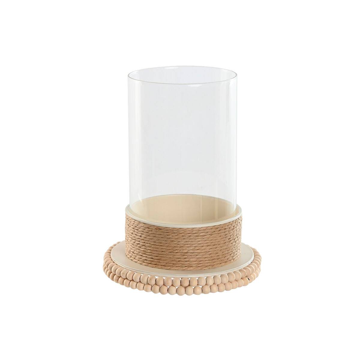 Portavelas Home ESPRIT Marrón claro Metal Cuerda 17 x 17 x 23 cm