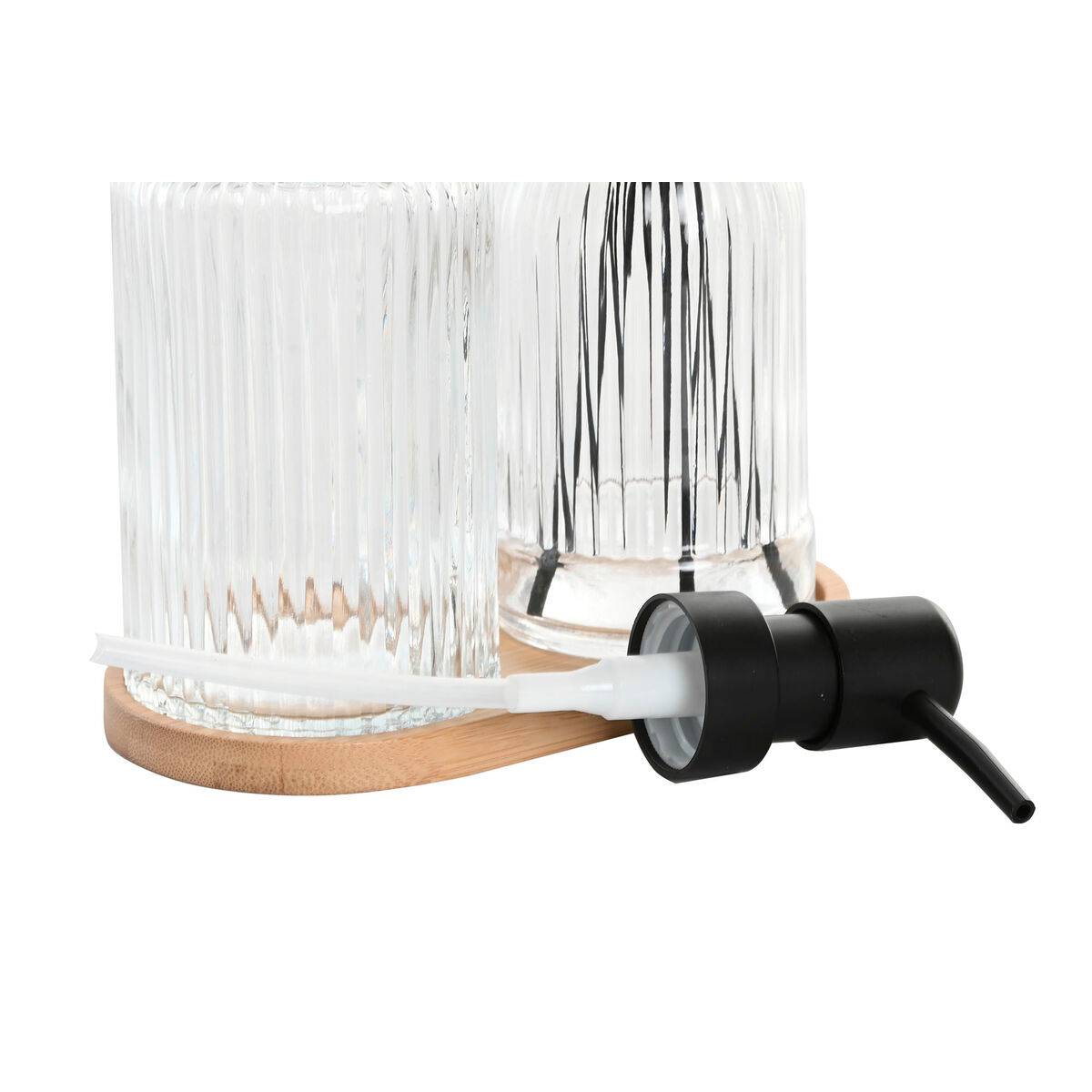 Set de Baño Home ESPRIT Negro Transparente Bambú Cristal Moderno 3 Piezas
