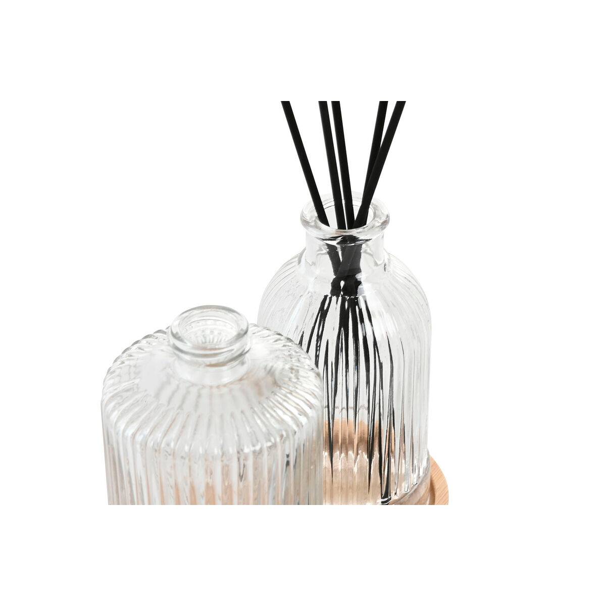 Set de Baño Home ESPRIT Negro Transparente Bambú Cristal Moderno 3 Piezas