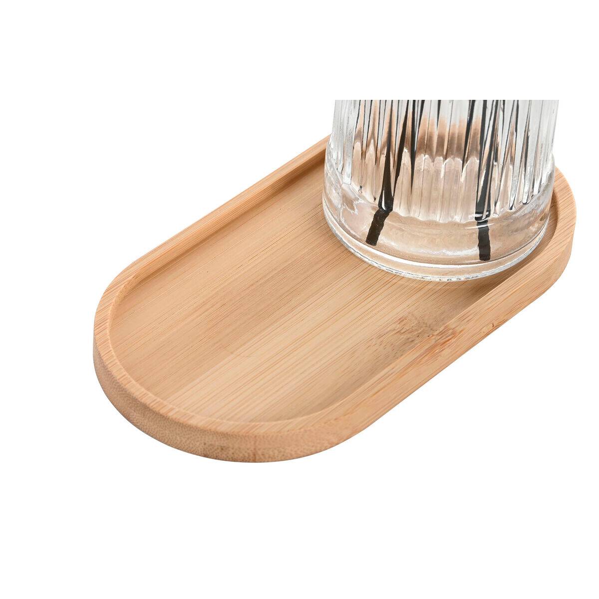 Set de Baño Home ESPRIT Negro Transparente Bambú Cristal Moderno 3 Piezas