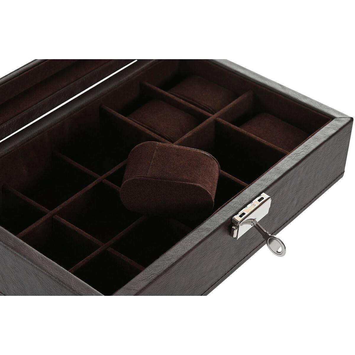 Caja-Joyero Home ESPRIT Marrón Marrón oscuro Poliuretano 25 x 16 x 8,5 cm