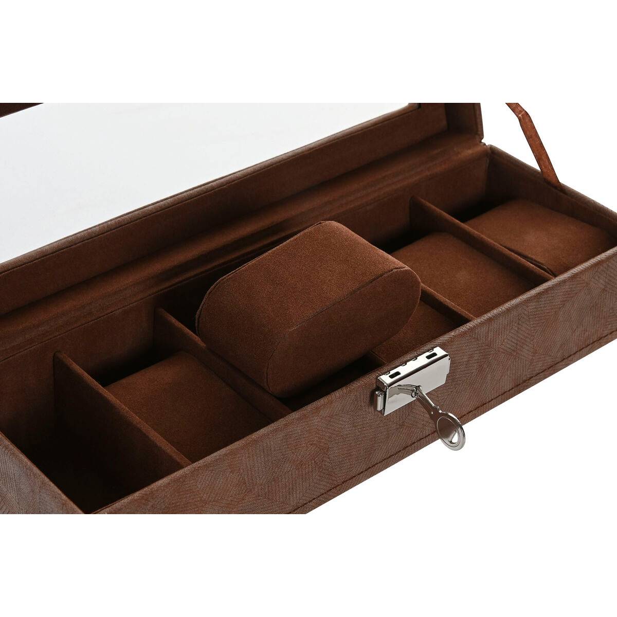 Caja-Joyero Home ESPRIT Marrón Poliuretano Cristal Madera MDF 30 x 10 x 8 cm