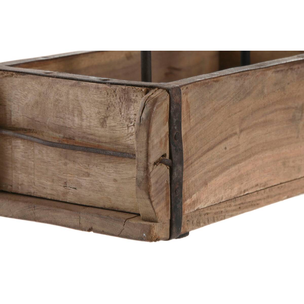Portavelas Home ESPRIT Natural Hierro Teca 60 x 15 x 14 cm