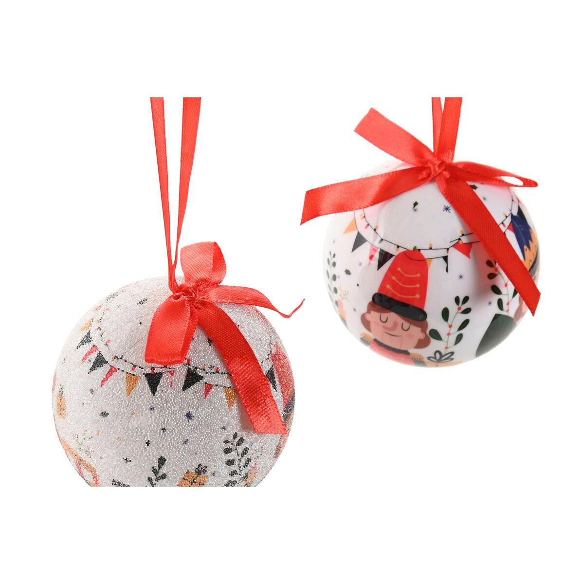 Bolas de Navidad Home ESPRIT Blanco Rojo PVC Oso Cascanueces (14 Piezas)