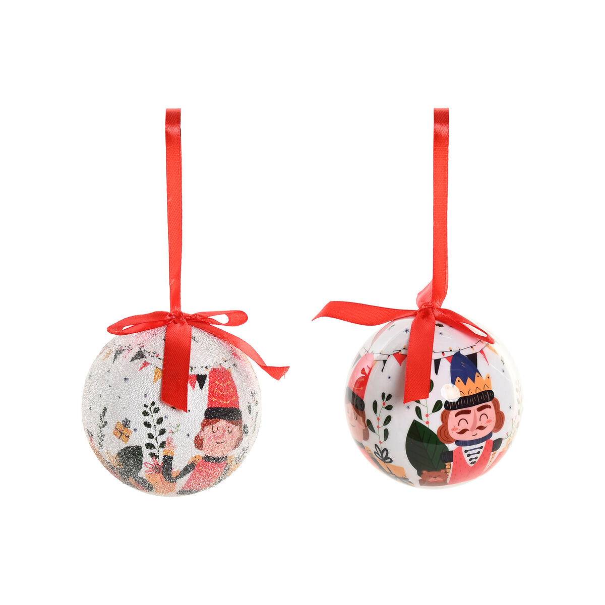 Bolas de Navidad Home ESPRIT Blanco Rojo PVC Oso Cascanueces (14 Piezas)