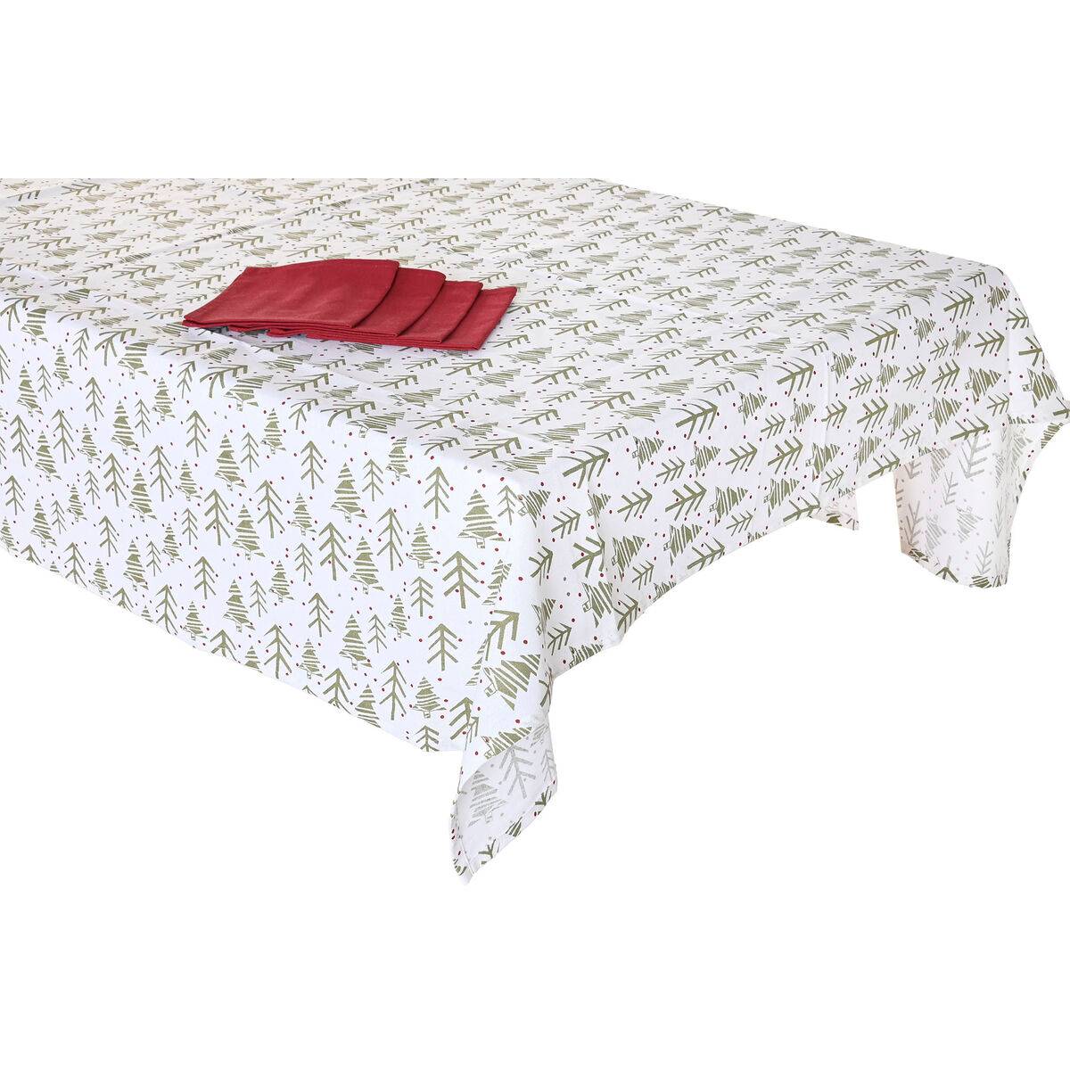 Mantel resinado antimanchas Home ESPRIT Blanco Verde Beige (5 Piezas)