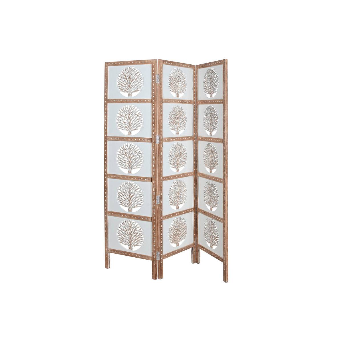 Biombo Home ESPRIT Blanco Natural Madera de mango Madera MDF 153 X 2,3 X 182 CM