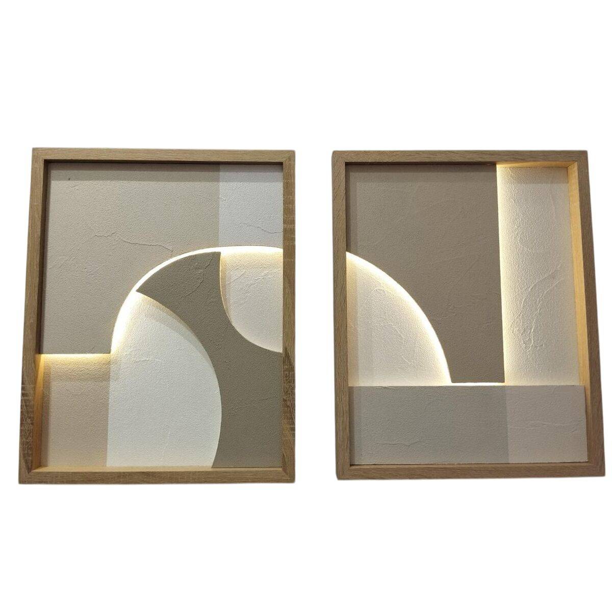 Cuadro con LED Home ESPRIT Poliestireno Madera MDF 40 x 3,8 x 50 cm