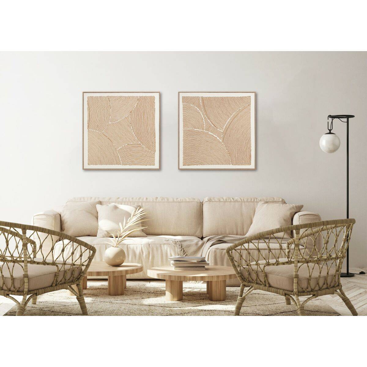 Lienzo Home ESPRIT Algodón Cuerda Poliestireno Lienzo 100 x 3,8 x 100 cm