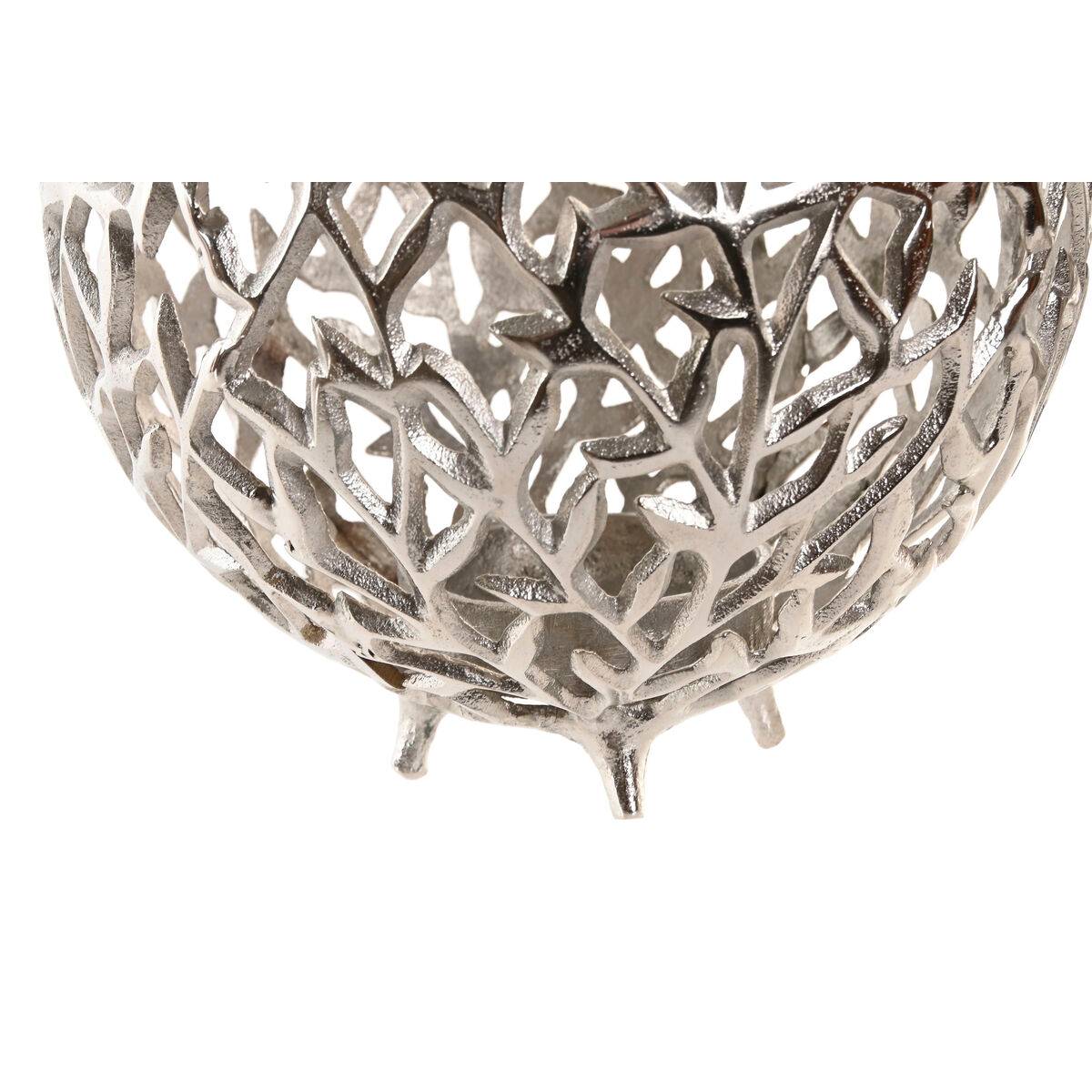 Portavelas Home ESPRIT Plateado Aluminio 20 x 20 x 18 cm