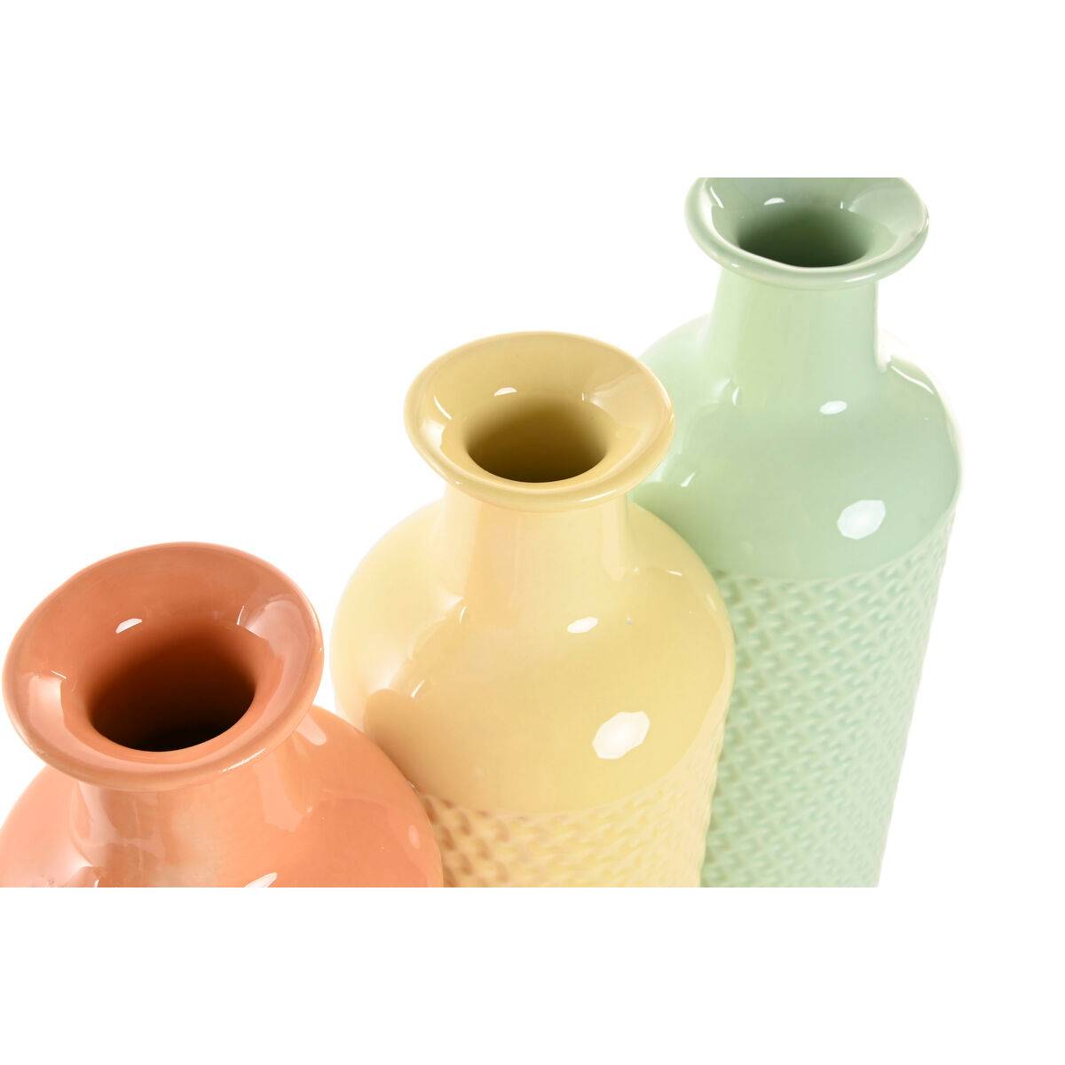 Jarrón Home ESPRIT Verde Beige Terracota Dolomita 13 x 13 x 41 cm (3 Unidades)