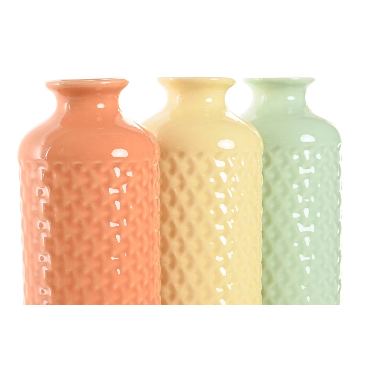Jarrón Home ESPRIT Verde Beige Terracota Dolomita 9 x 9 x 30 cm (3 Unidades)