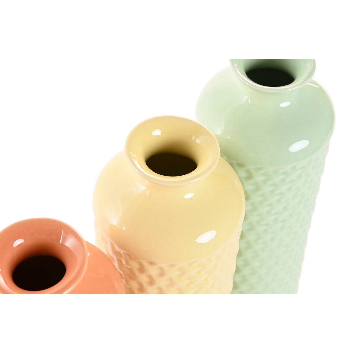 Jarrón Home ESPRIT Verde Beige Terracota Dolomita 9 x 9 x 30 cm (3 Unidades)