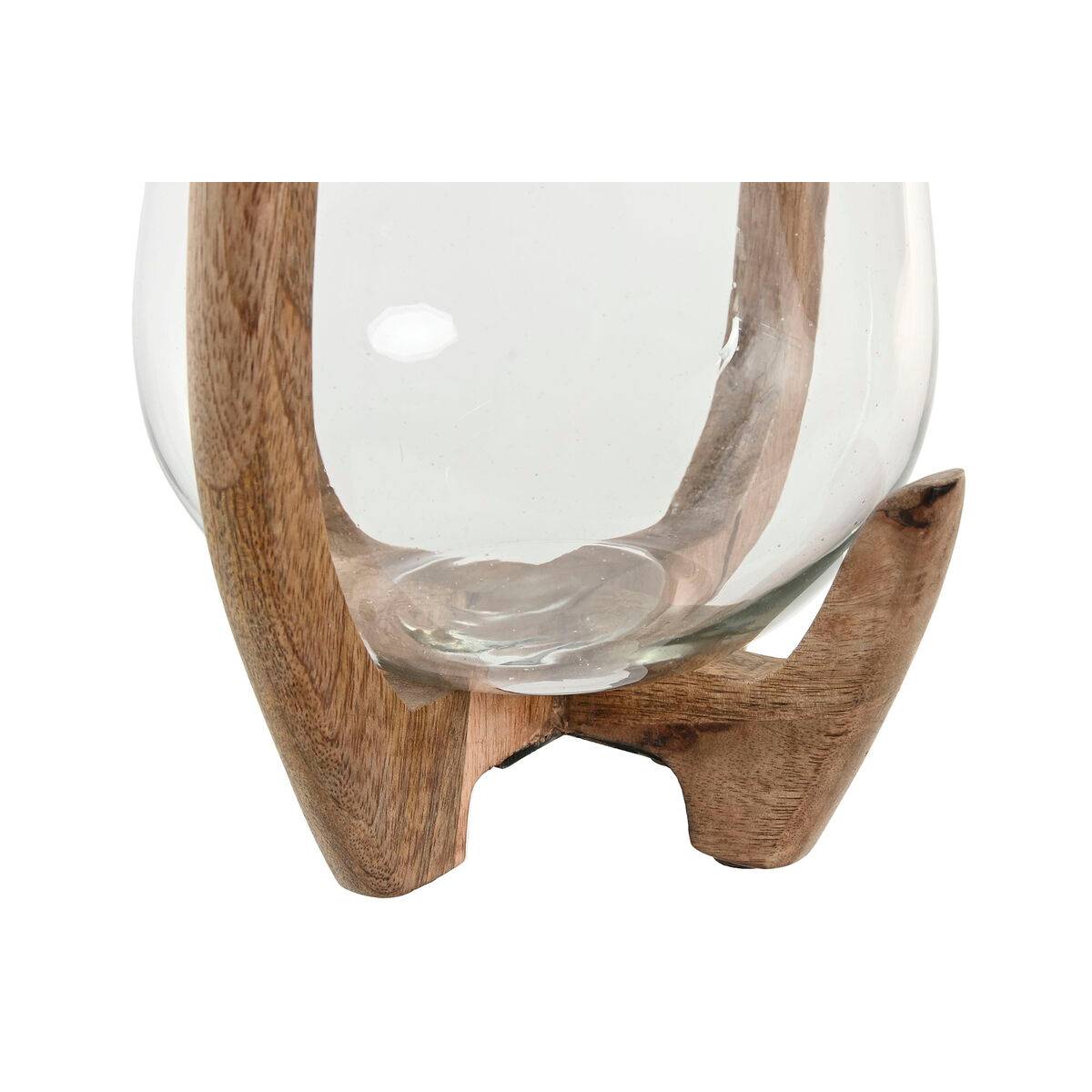 Portavelas Home ESPRIT Natural Cristal Madera de mango 18 x 18 x 33 cm