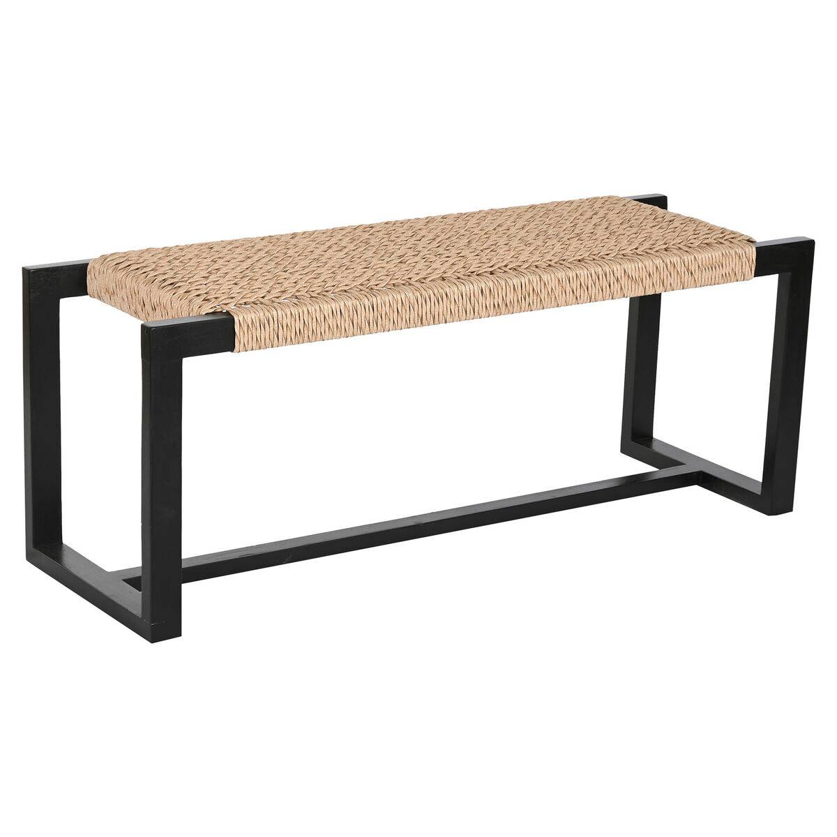 Banqueta Home ESPRIT Negro Fibra sintética Fibra madera de teca 120 x 40 x 45 cm