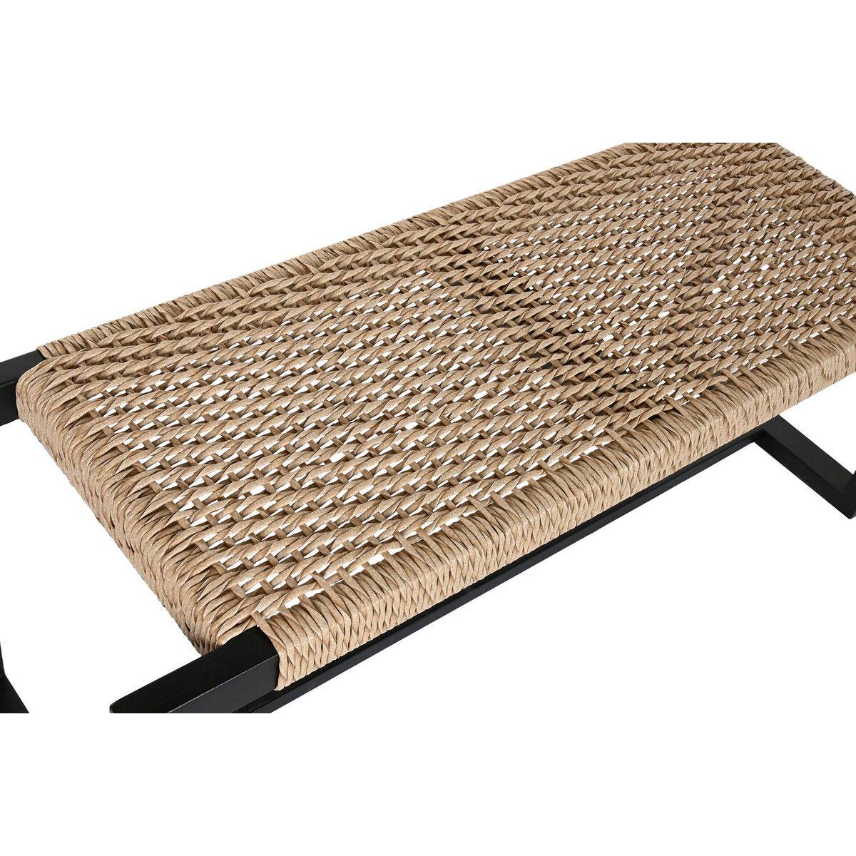 Banqueta Home ESPRIT Negro Fibra sintética Fibra madera de teca 120 x 40 x 45 cm