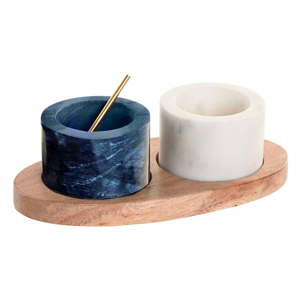 Salero y Pimentero Home ESPRIT Blanco Negro Natural Acero Inoxidable Acacia 20 X 10 X 7,6 CM