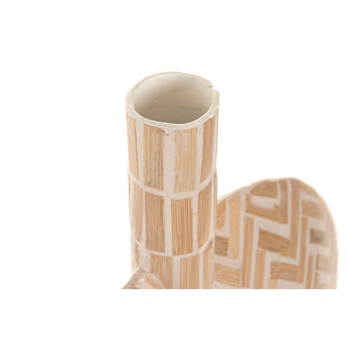 Set de 2 Jarrones Home ESPRIT Blanco Marrón Resina Bambú Natural Tropical 47 X 13 X 52 CM (2 Piezas)
