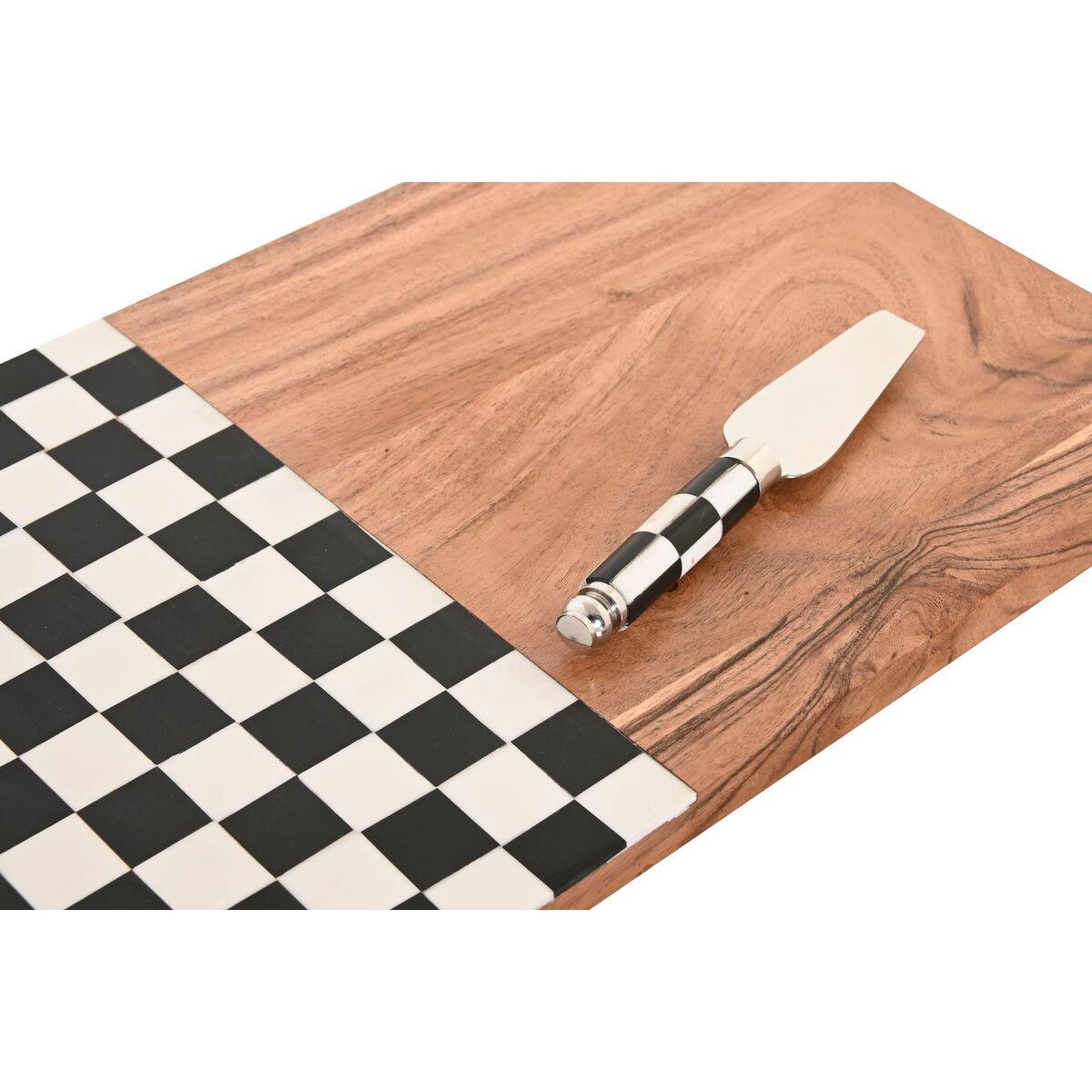 Tabla de cortar Home ESPRIT Blanco Negro Natural Moderno 20 X 38 X 1,5 CM (4 Piezas)
