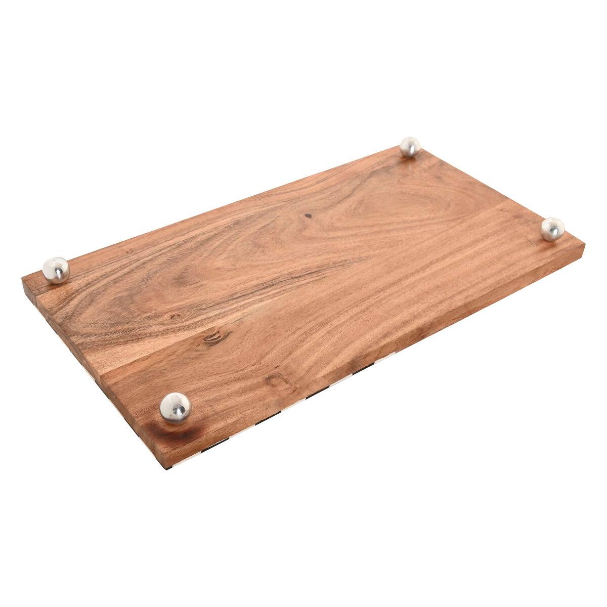 Tabla de cortar Home ESPRIT Blanco Negro Natural Moderno 20 X 38 X 1,5 CM (4 Piezas)