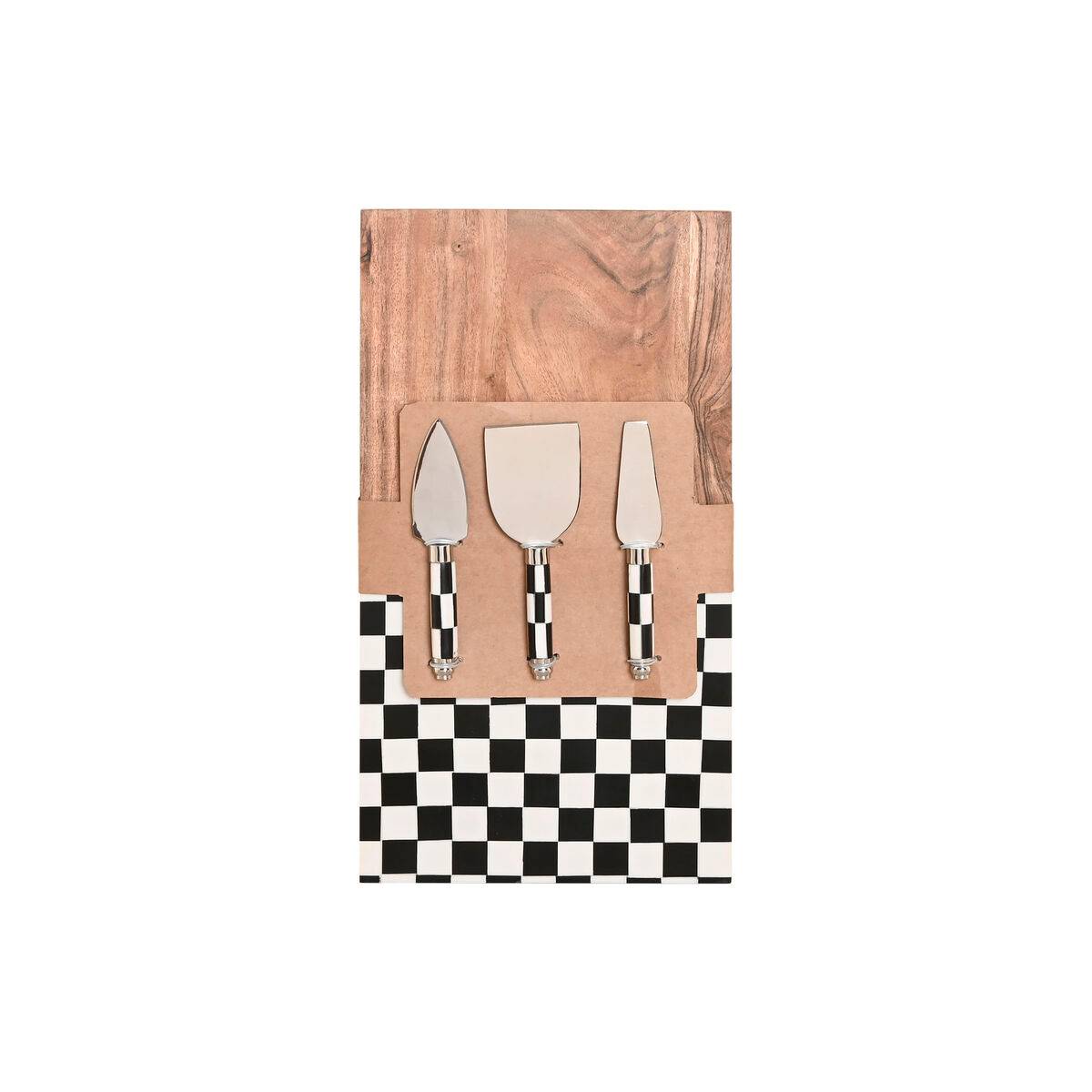 Tabla de cortar Home ESPRIT Blanco Negro Natural Moderno 20 X 38 X 1,5 CM (4 Piezas)