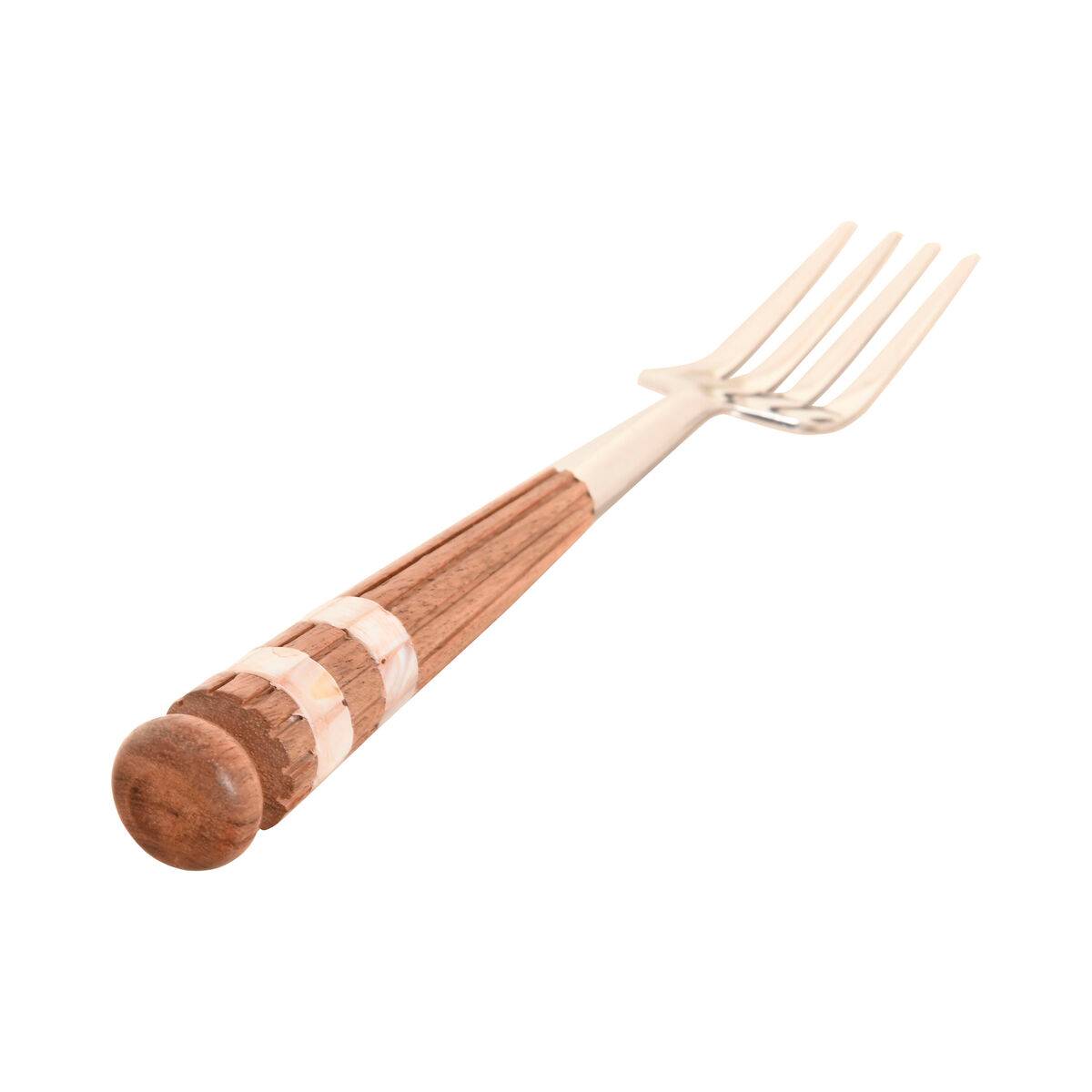 Cubertería Home ESPRIT Blanco Plateado Natural Acero Inoxidable Acacia 4,5 X 2 X 21 CM 16 Piezas