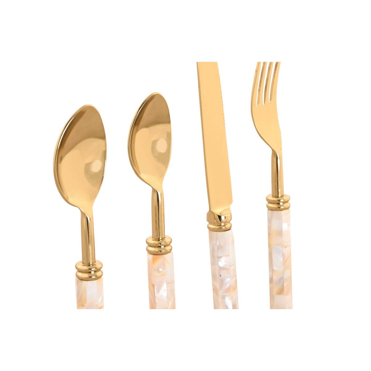 Cubertería Home ESPRIT Blanco Dorado Acero Inoxidable Nácar 4,5 X 2 X 21 CM 16 Piezas