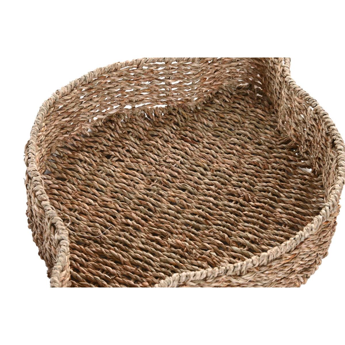 Centro de Mesa Home ESPRIT Verde Natural Metal Fibra natural 33 X 32 X 8 CM (2 Unidades)