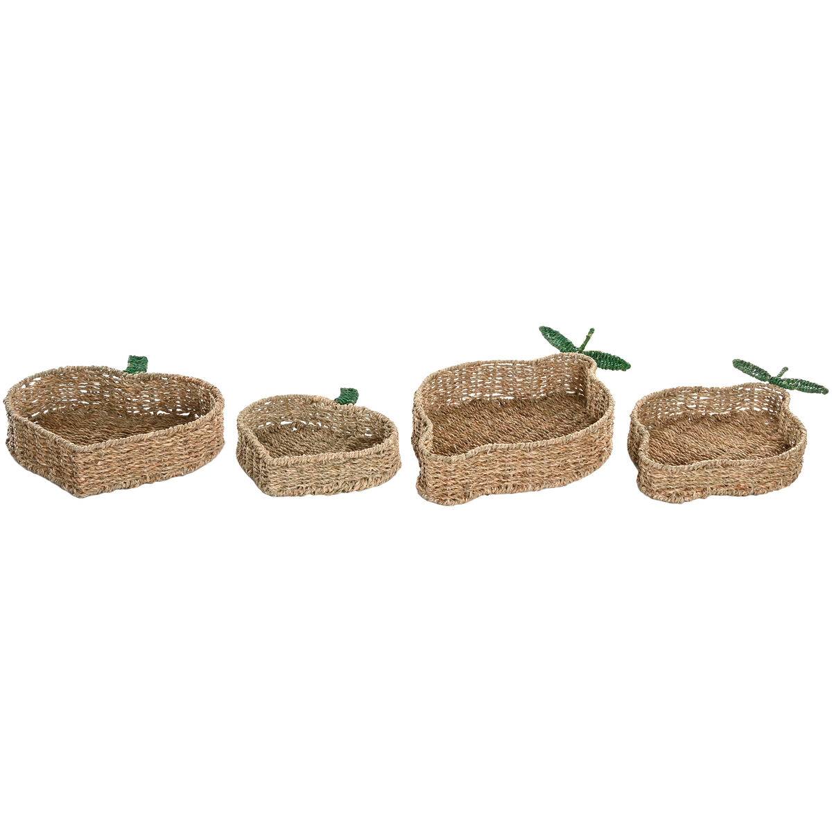 Centro de Mesa Home ESPRIT Verde Natural Metal Fibra natural 33 X 32 X 8 CM (2 Unidades)