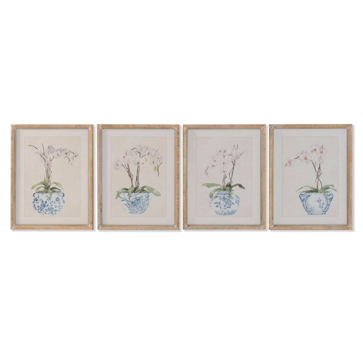 Cuadro Home ESPRIT Cristal Abeto 35 x 2,5 x 45 cm (4 Unidades)