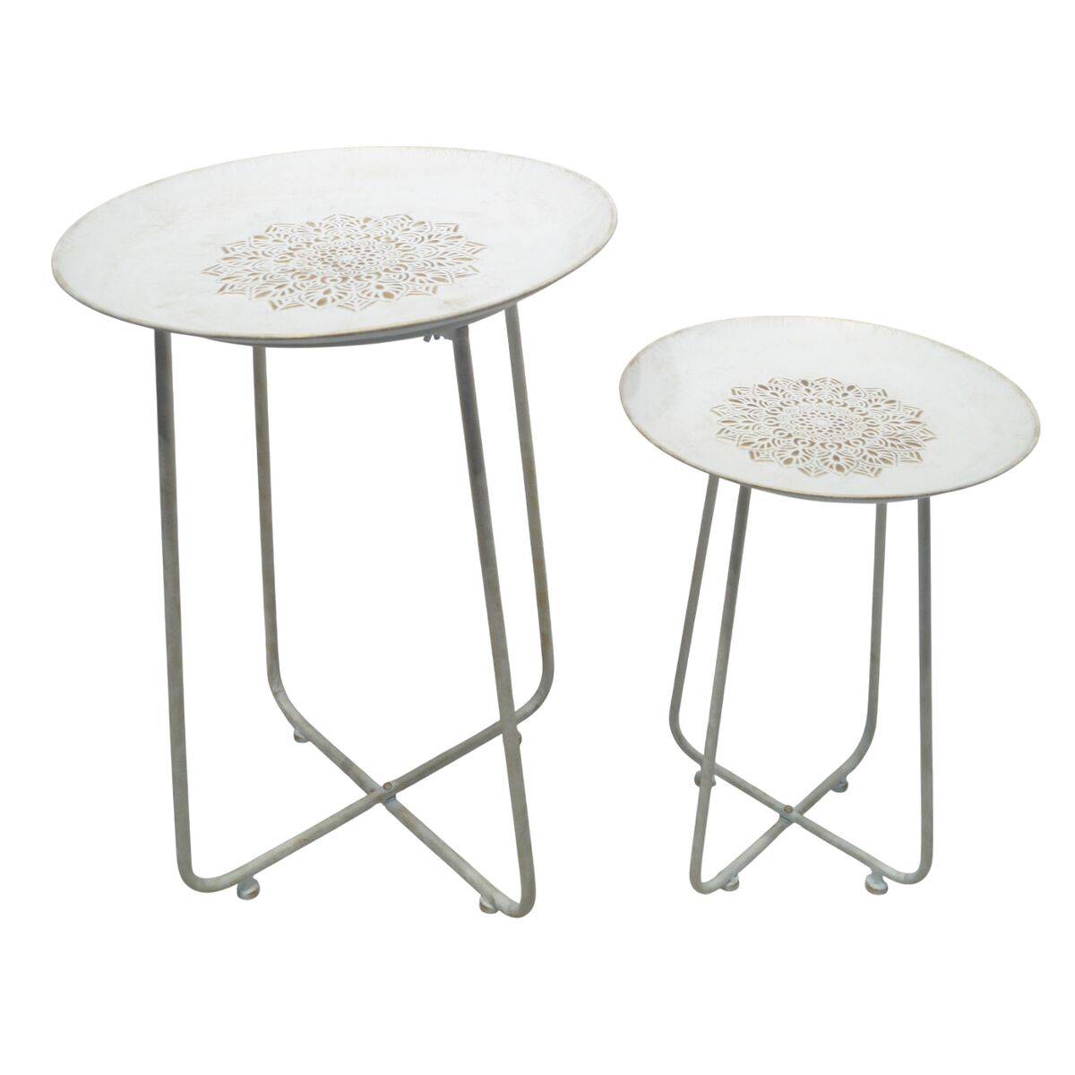 Mesa auxiliar Home ESPRIT Blanco Dorado 48 x 48 x 66 cm