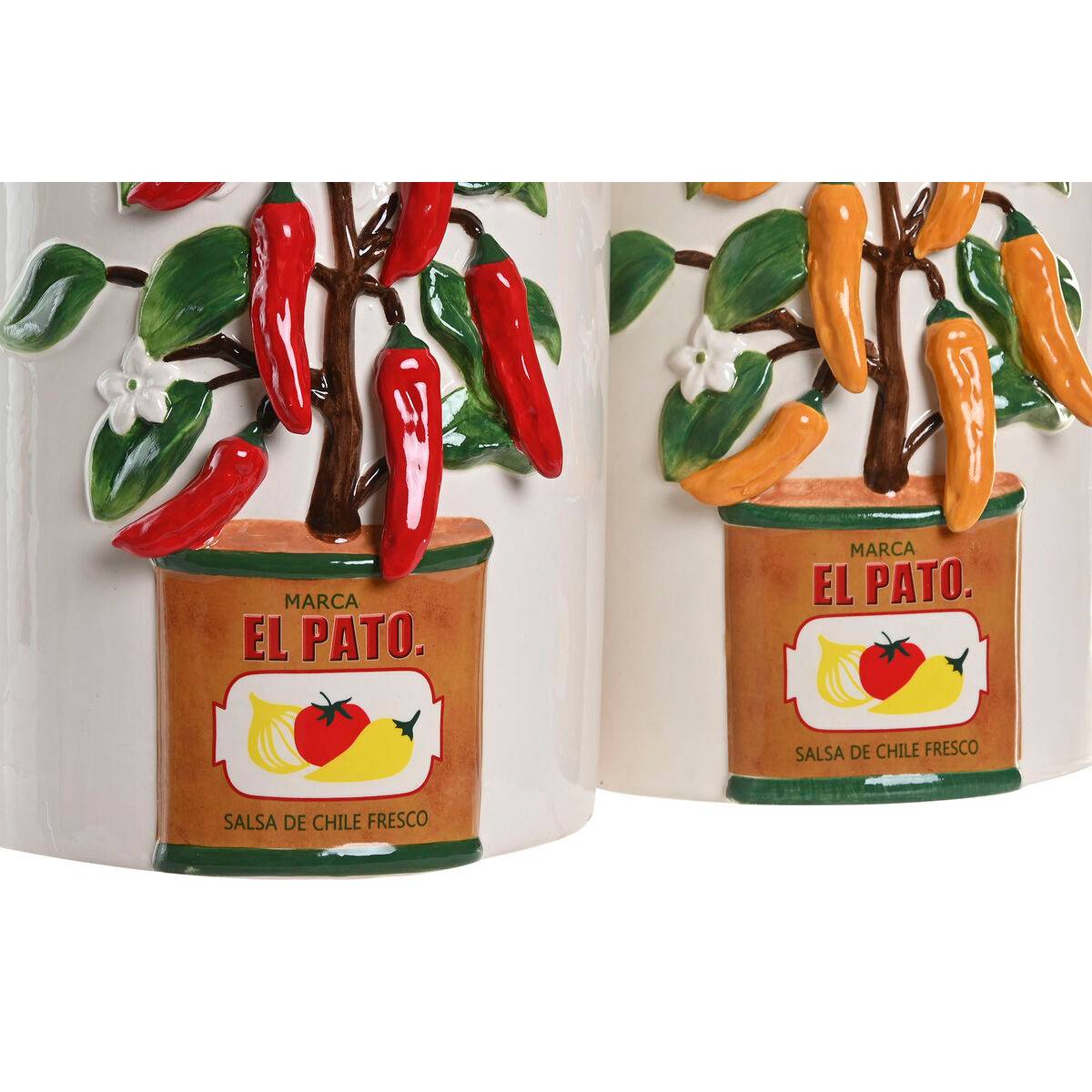 Jarrón Home ESPRIT Blanco Rojo Verde Cerámica Urbano Pimiento 22 x 22 x 28 cm (2 Unidades)