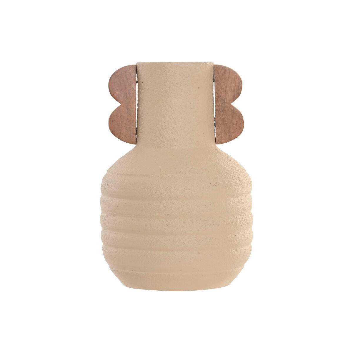 Jarrón Home ESPRIT Marrón Beige Terracota Madera de mango
